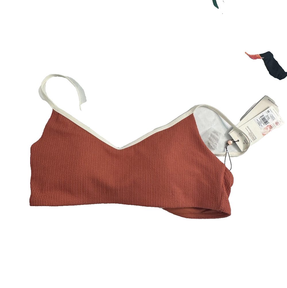CALIA Women's Tipped Strappy Open Back Swim Top Size Large Warm Terracotta NWT